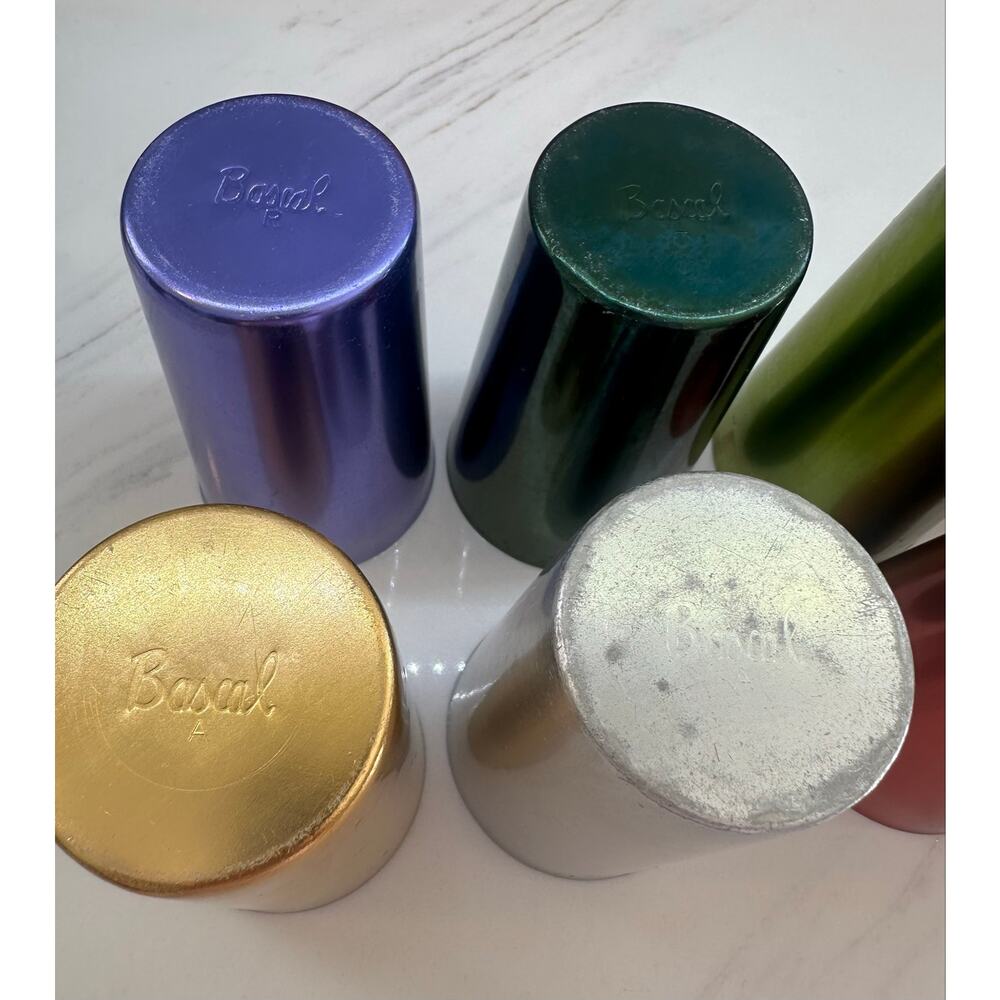 Vintage Set of 8 Anodized Aluminum Tumblers Multicolor MCM Bascal & Unmarked - Picture 3 of 13
